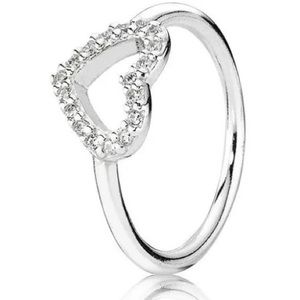 Pandora Be My Valentine sterling silver clear CZ heart ring size 56